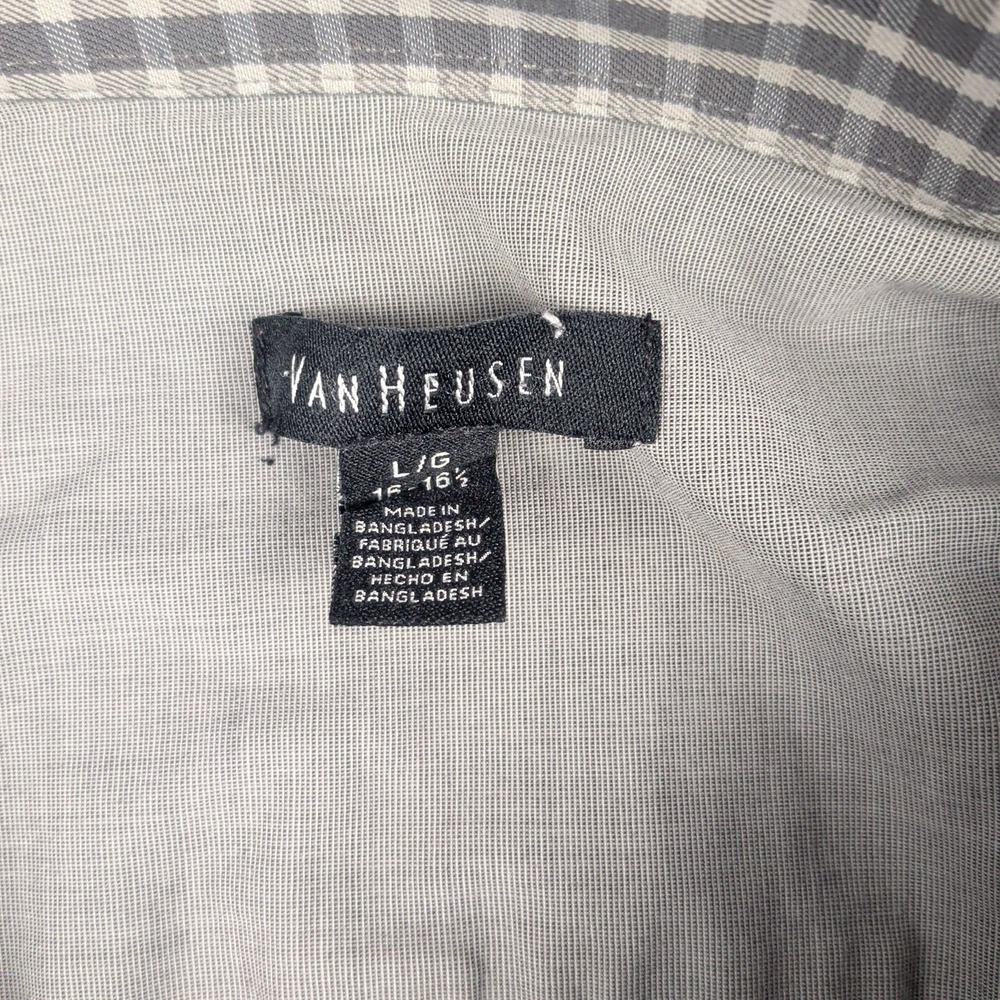 Van Heusen Shirt Mens Large Grey Plaid Long Sleeve Button Up - Picture 2 of 5